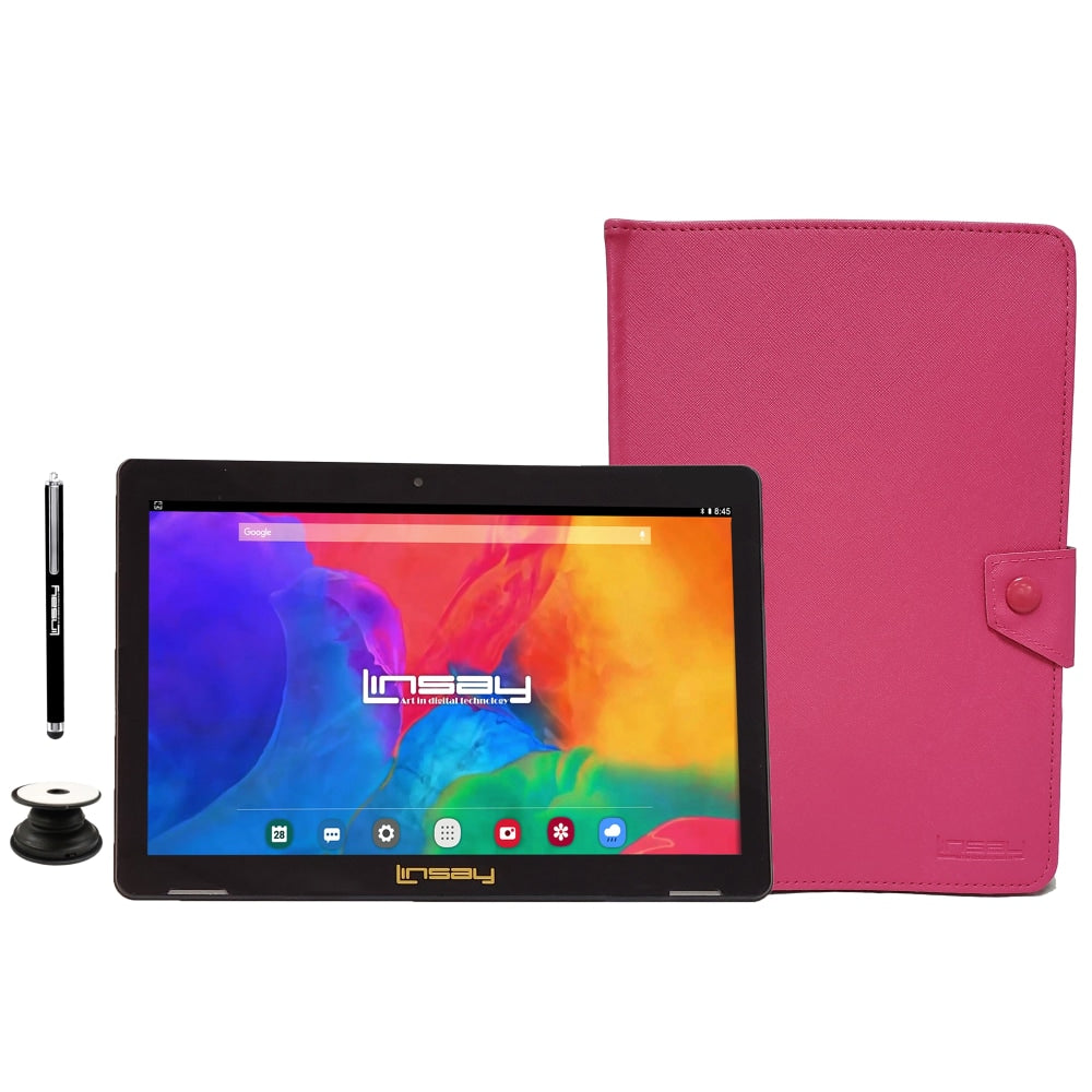 Linsay F10IPS Tablet, 10.1in Screen, 2GB Memory, 64GB Storage, Android 13, Pink