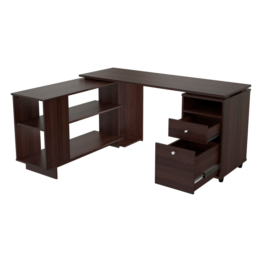 Inval America 54inW L-Shaped Corner Desk, Espresso