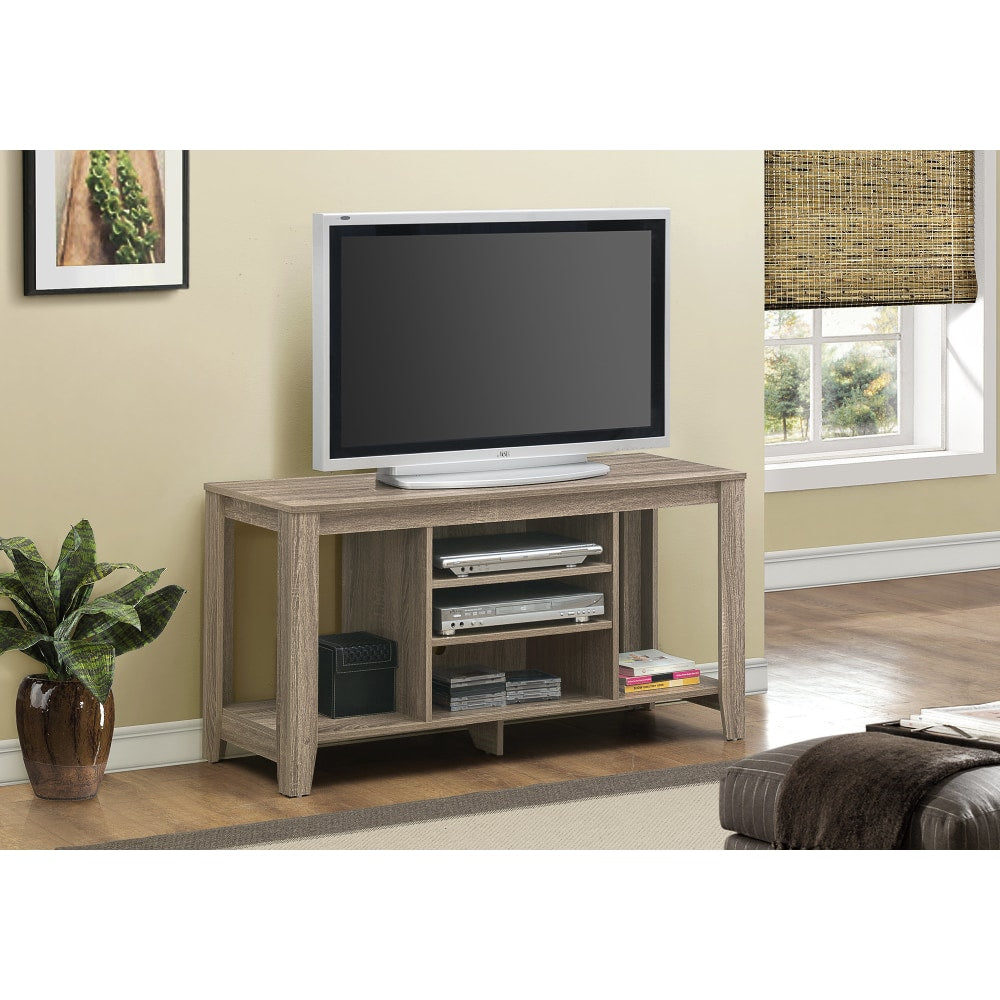 Monarch Specialties Ezra TV Stand, 24-1/4inH x 47-3/4inW x 17-1/4inD, Dark Taupe