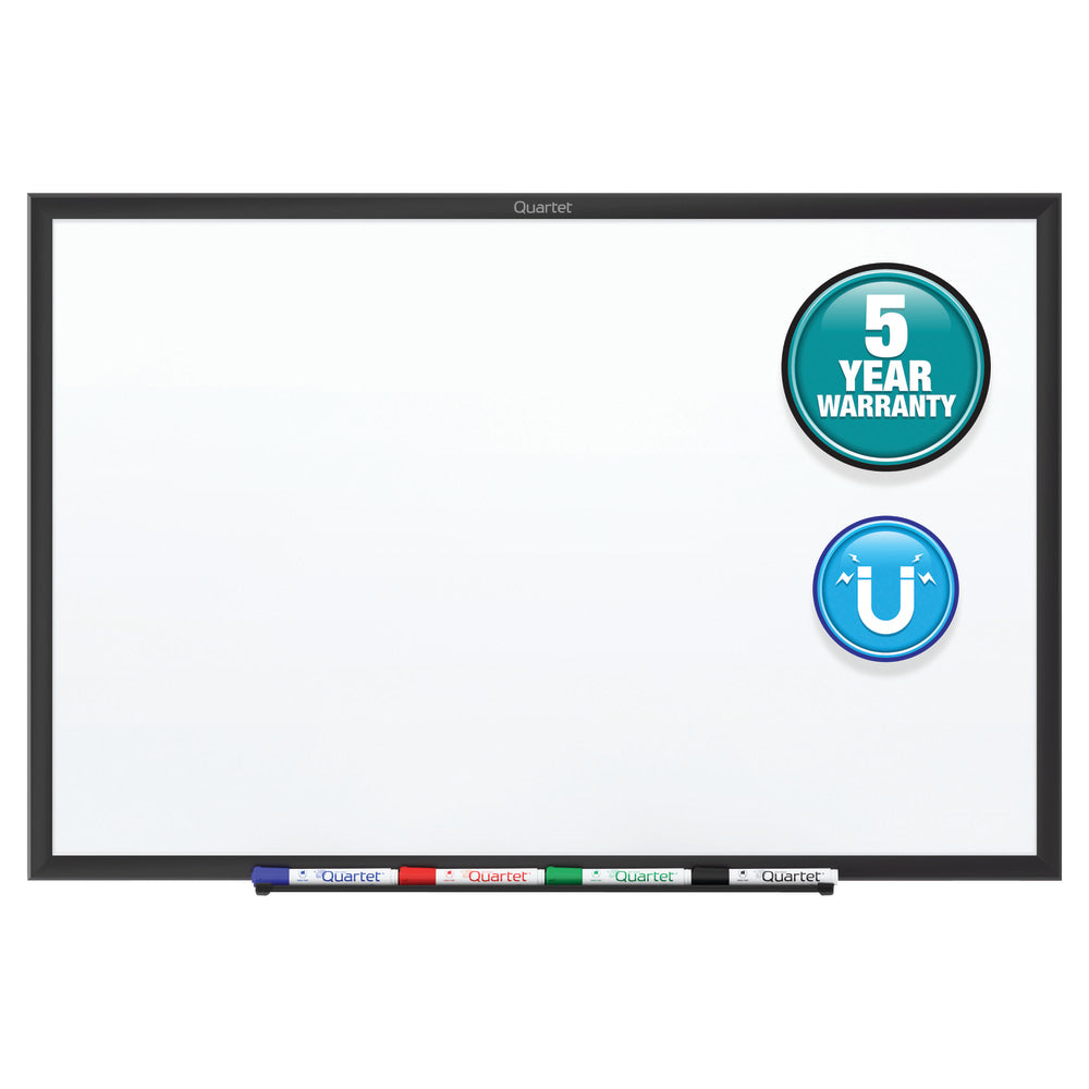 Quartet Classic Magnetic Dry-Erase Whiteboard, 24in x 18in, Aluminum Frame With Black Finish