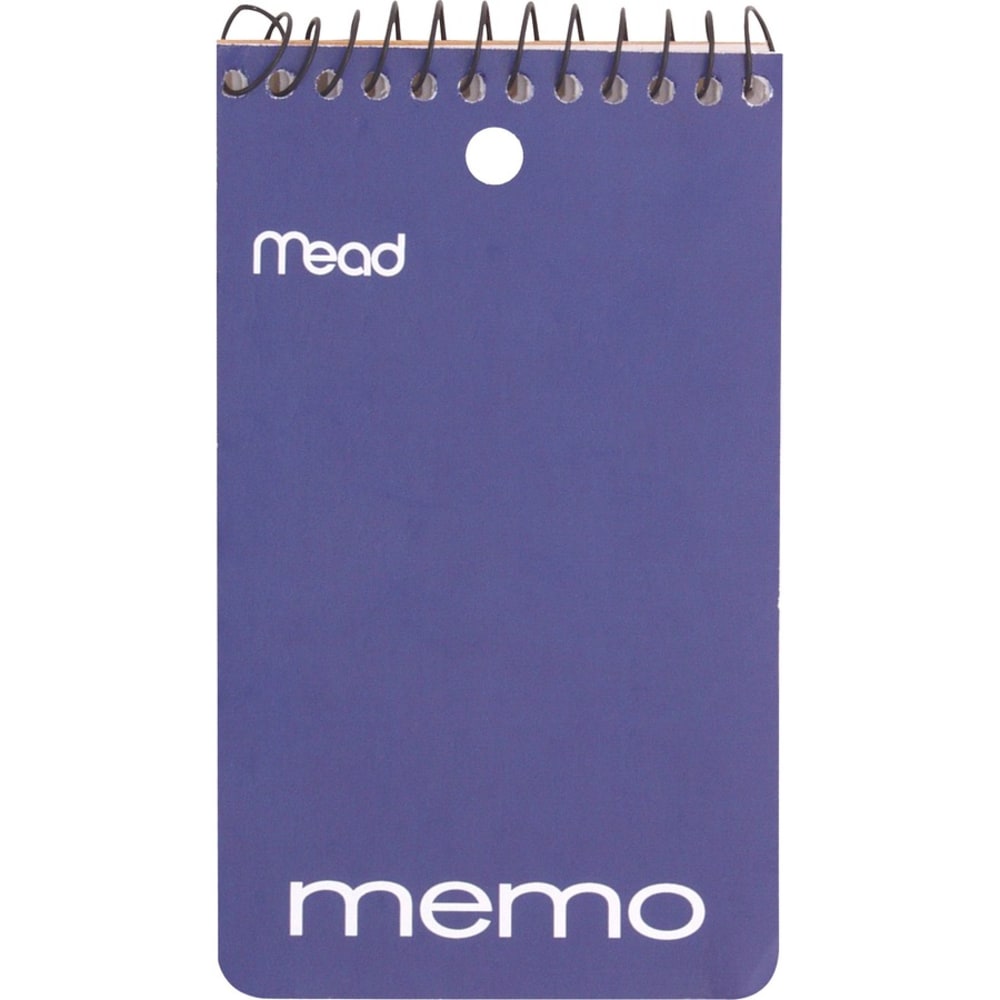 Mead Wirebound Memo Book - 60 Sheets - 120 Pages - Wire Bound - College Ruled - 3in x 5in - White Paper - Assorted Cover - Cardboard Cover - Stiff-back, Hole-punched - 12 / Pack