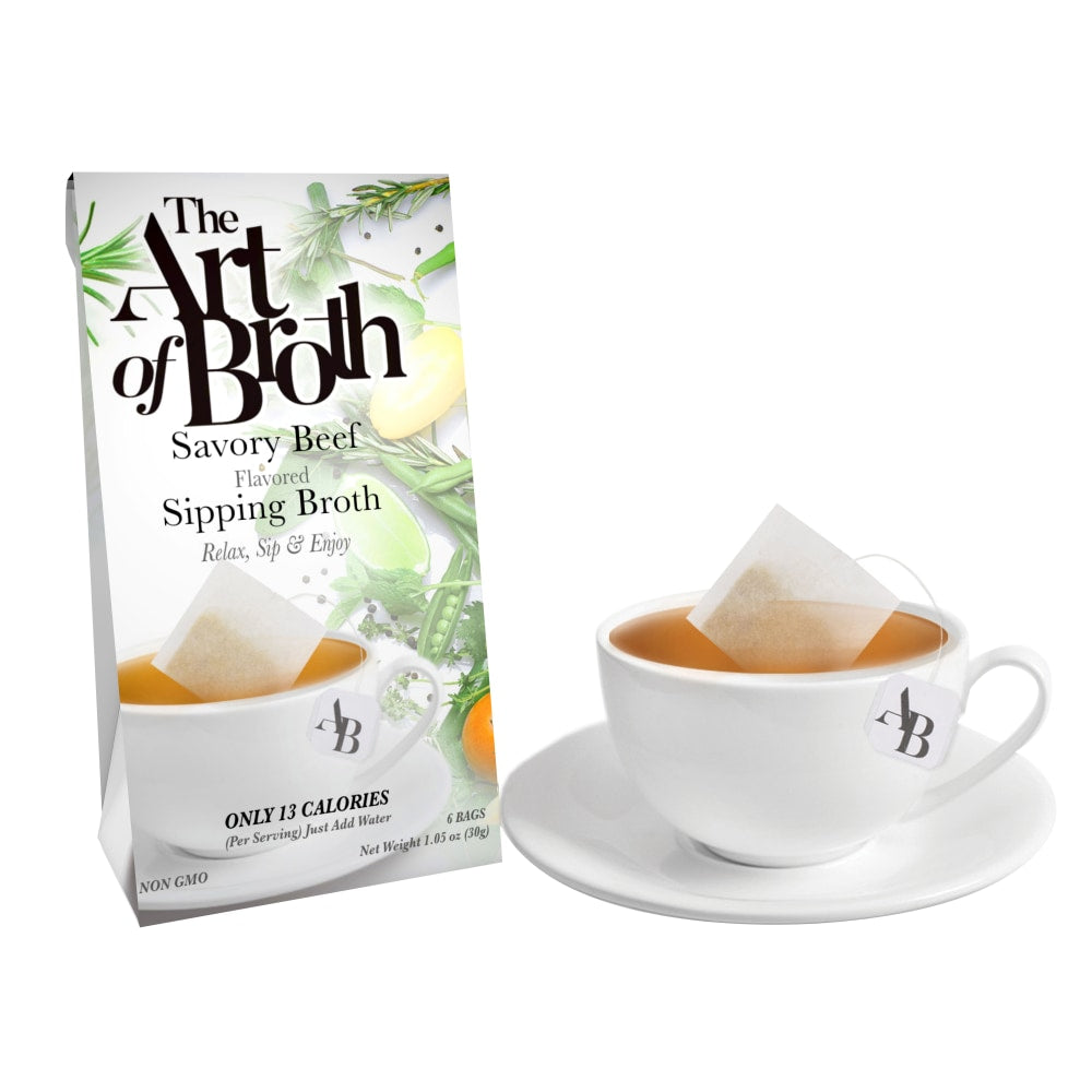 The Art of Broth Beef Flavored Sipping Broth, Box Of 6 Bags