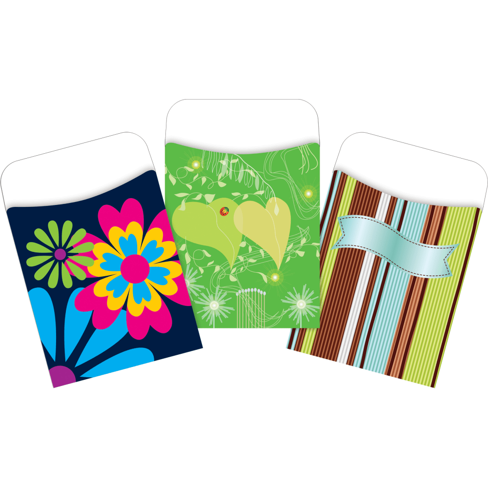 Barker Creek Peel & Stick Library Pockets, 3-1/2in x 5-1/8in, Peaceful Garden, Set Of 90 Pockets