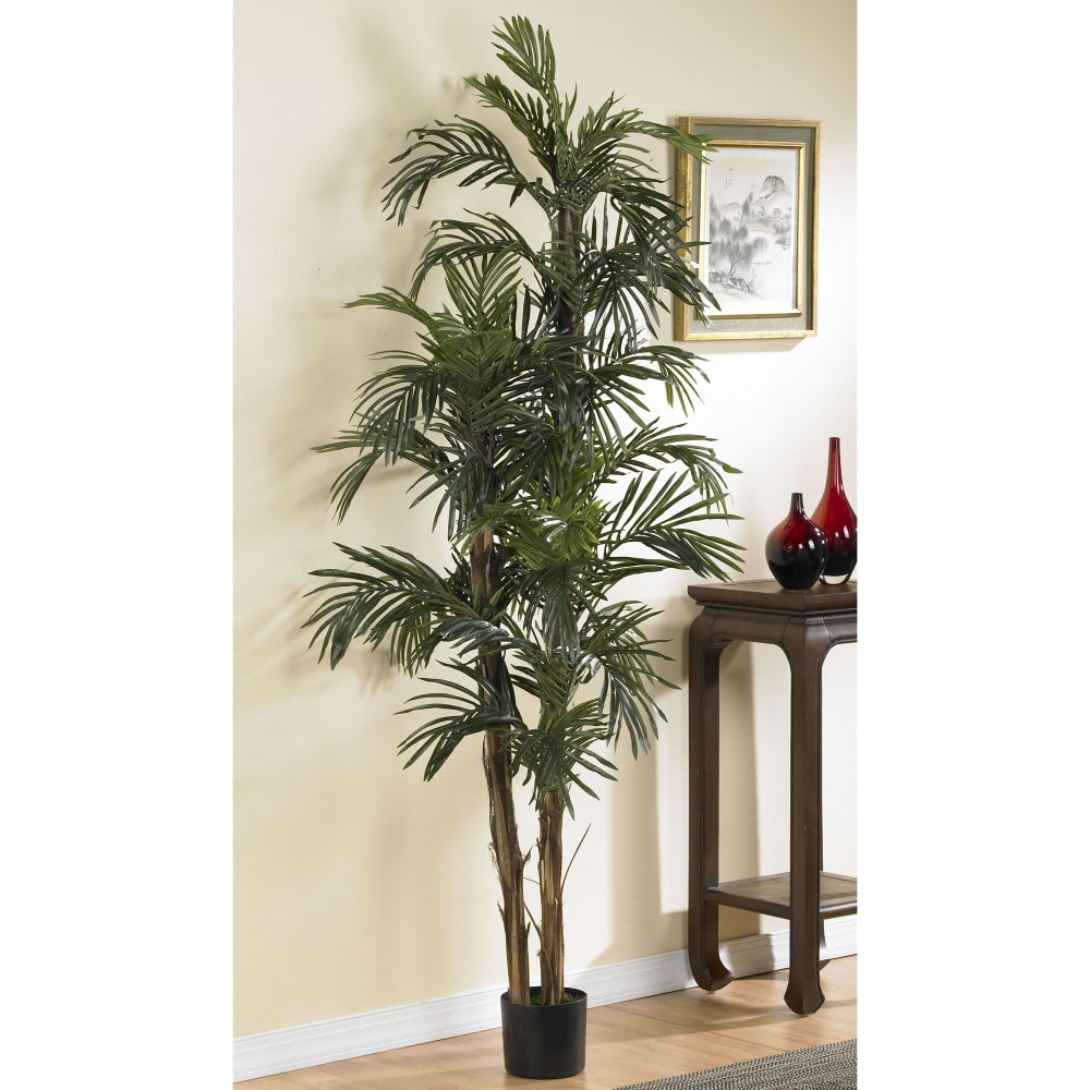 Nearly Natural 6ftH Silk Robellini Palm Tree With Pot, Green