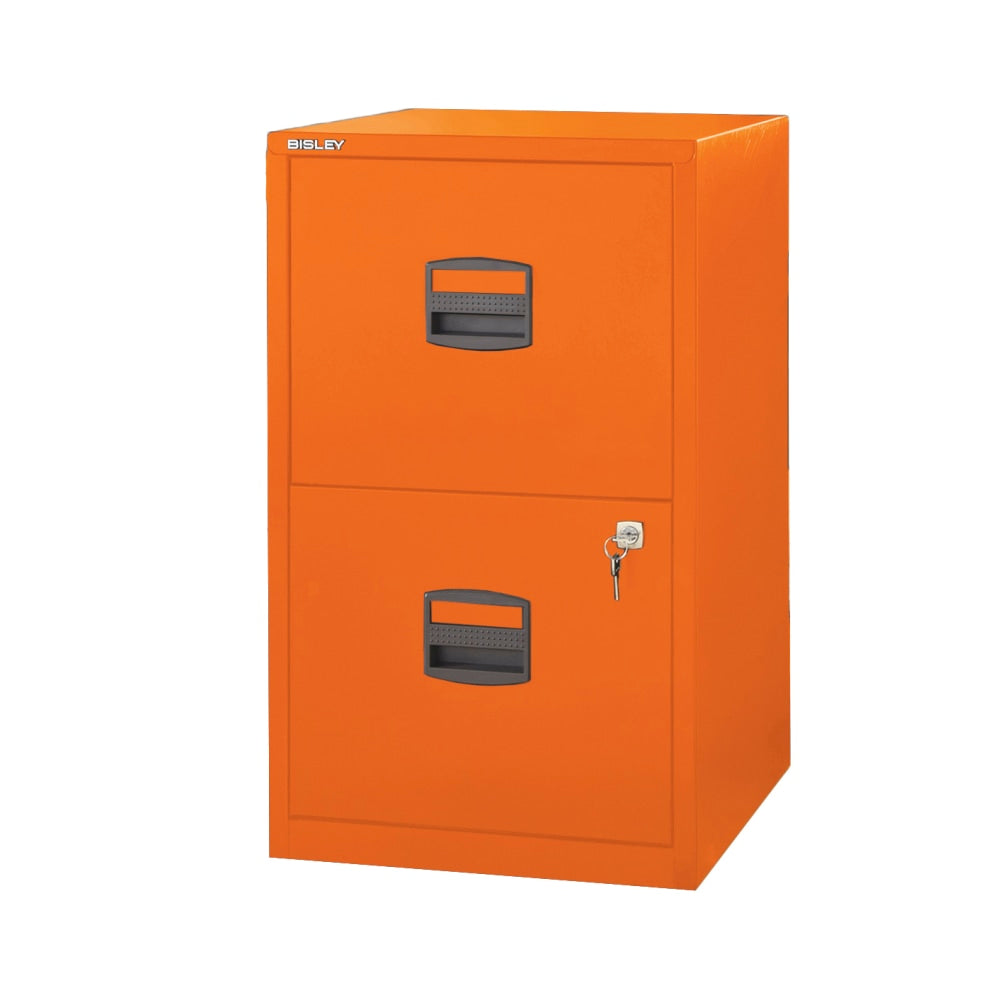 Bisley 14-13/16inD Vertical 2-Drawer Under-Desk File Cabinet, Orange