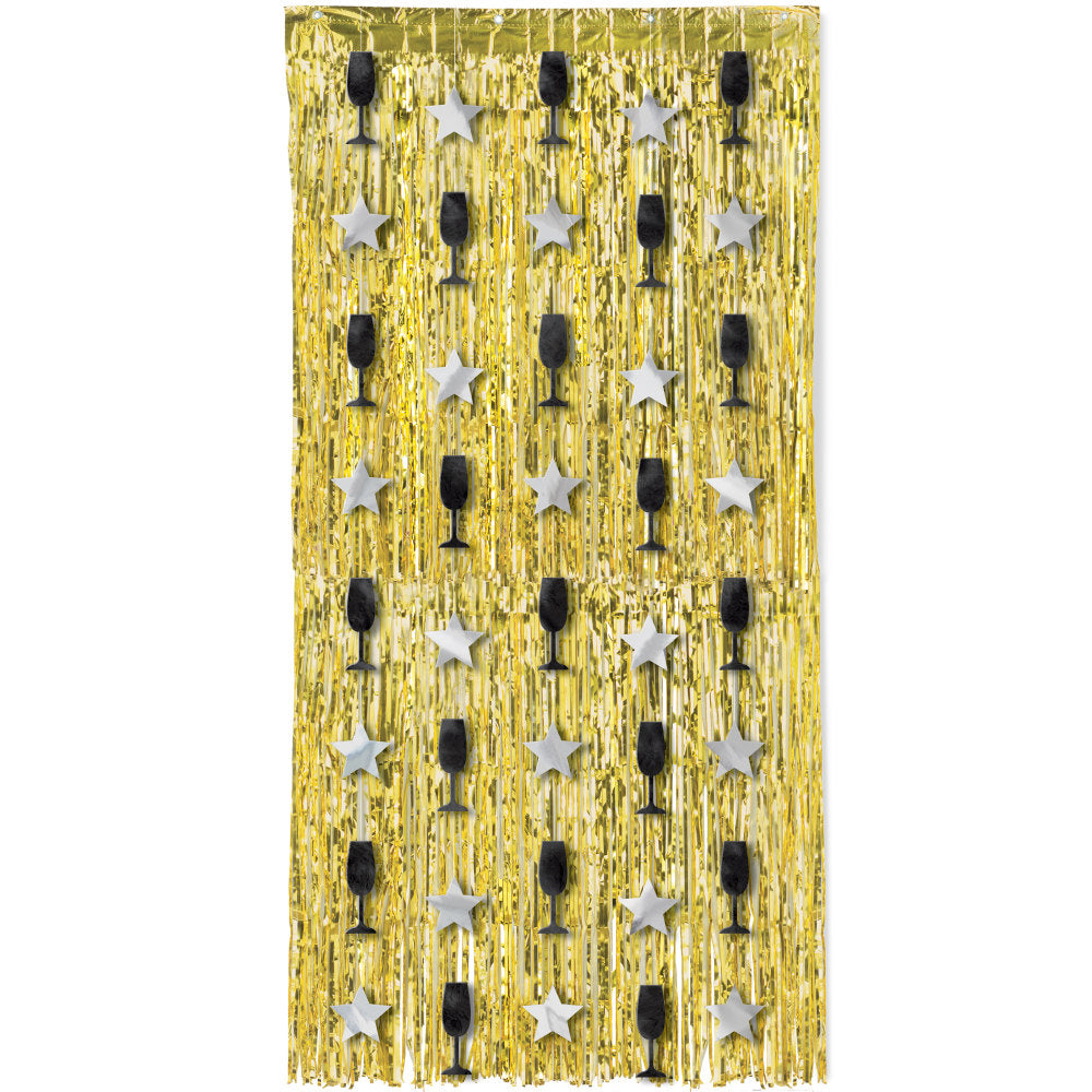 Amscan New Years Doorway Curtain, 39in x 77in, Multicolor