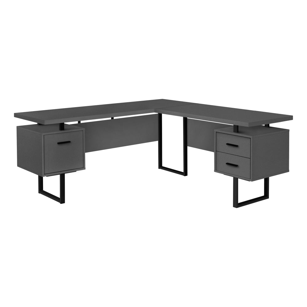 Monarch Specialties Dallas 71inW L-Shaped Corner Desk, Gray