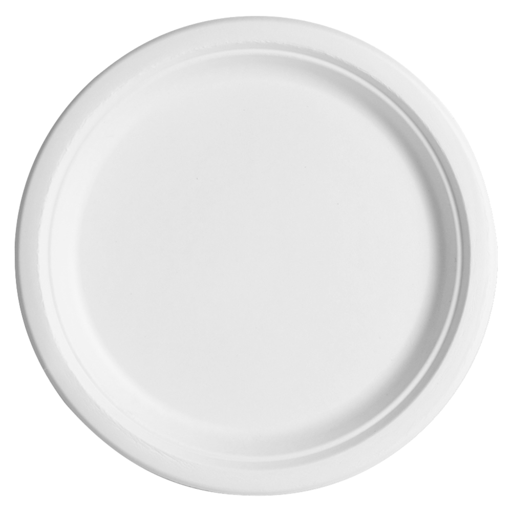 Eco-Products Sugarcane Fiber Plates, 10in, White, Pack Of 50