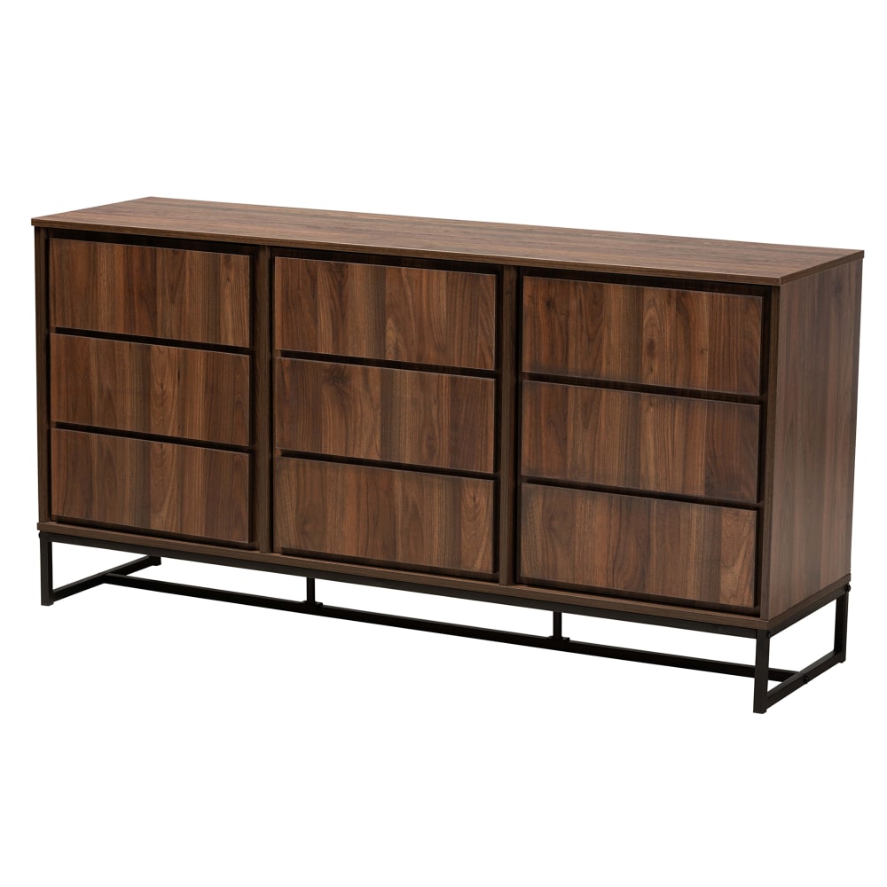 Baxton Studio Modern And Contemporary 60inW 3-Door Dining Room Sideboard Buffet, Walnut Brown/Black