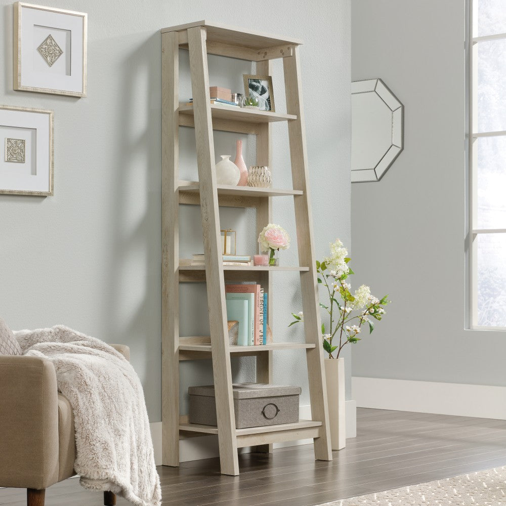 Sauder Trestle 72inH 5-Shelf Bookcase, Chalked Chestnut