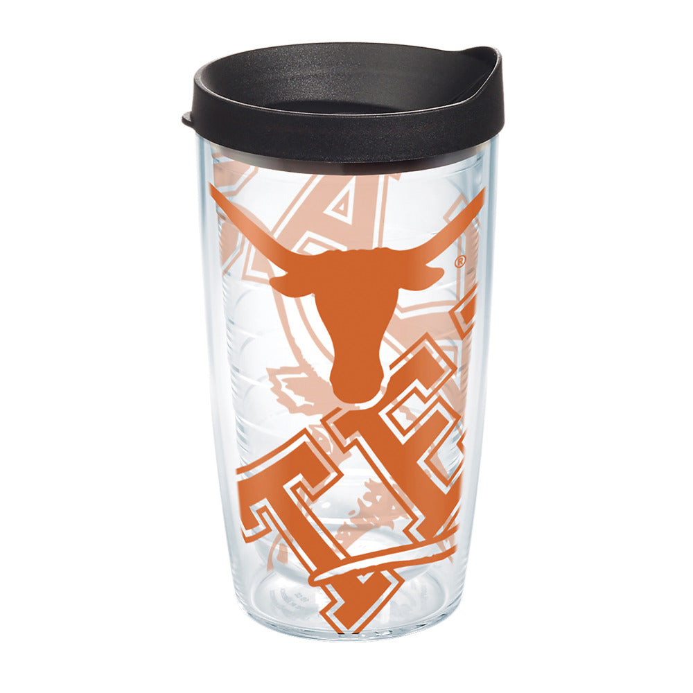 Tervis Genuine NCAA Tumbler With Lid, Texas Longhorns, 16 Oz, Clear