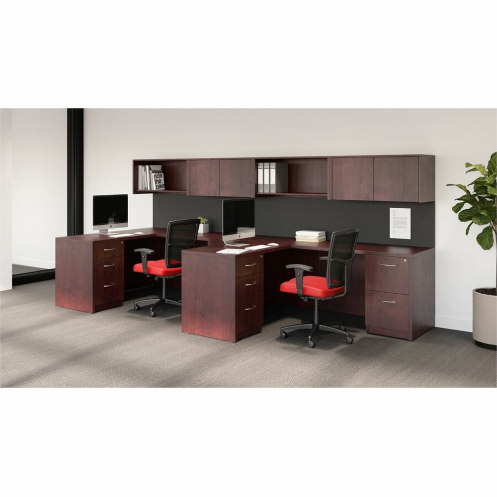 Lorell Essentials 16inW Vertical 3-Drawer Fixed Pedestal File Cabinet For Computer Desk, Mahogany