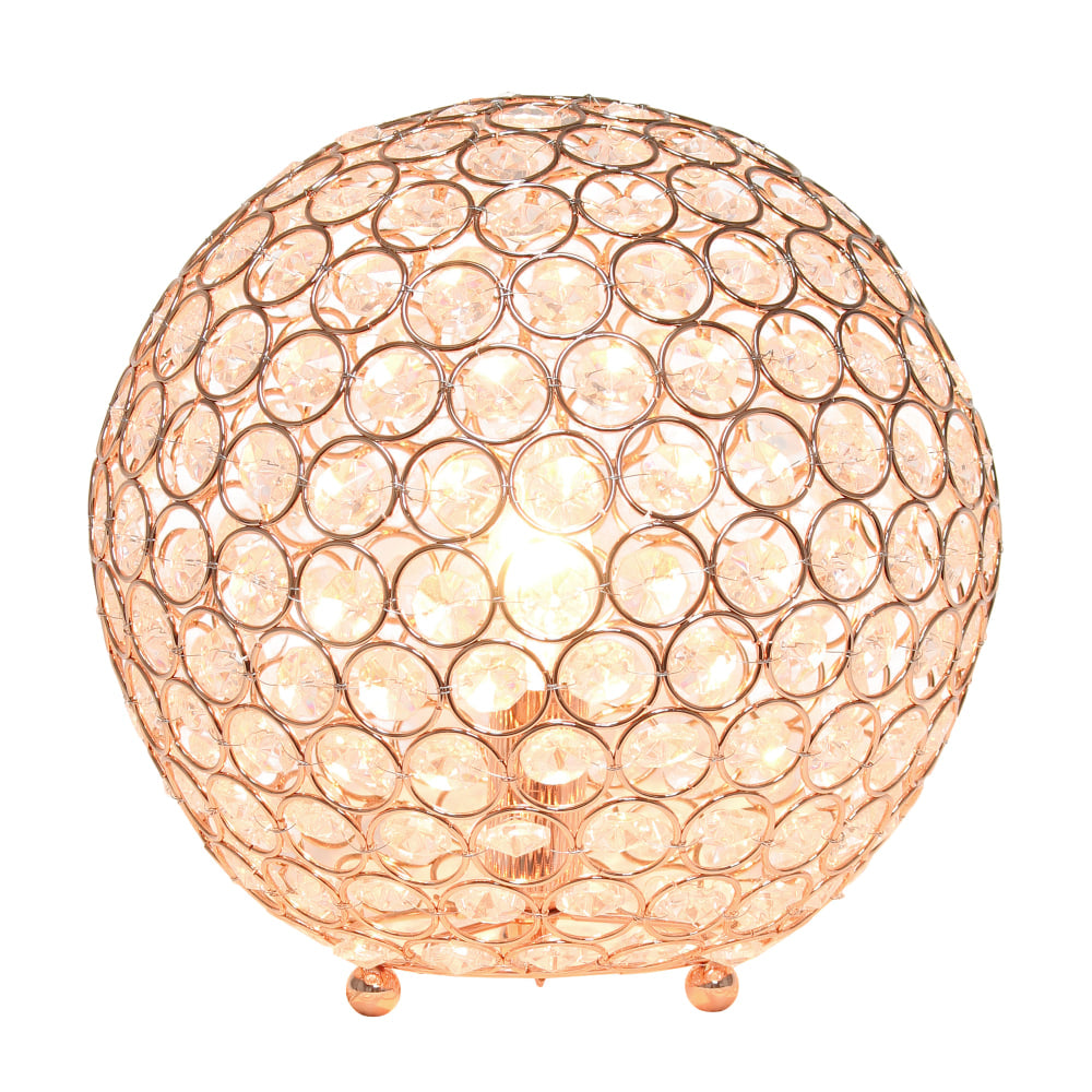 Lalia Home Elipse Glamorous Crystal Orb Table Lamp, 10inH, Rose Gold