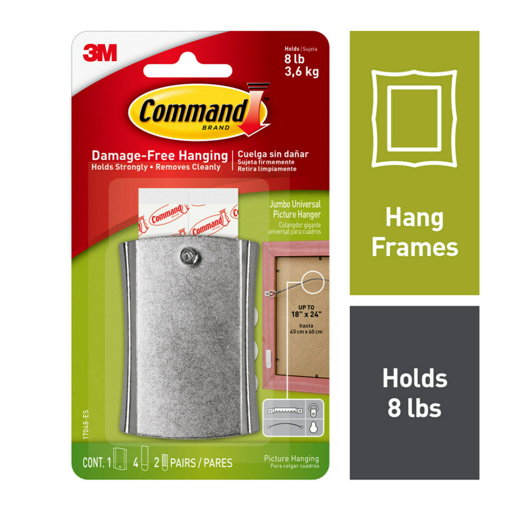 Command Universal Frame Hangers, 1 Command Hanger, 8 Command Strips, Damage Free Hanging of Dorm Room Decorations