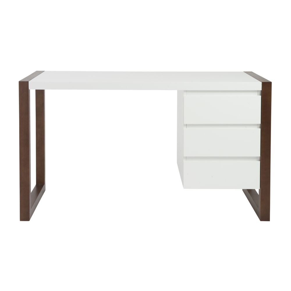 Eurostyle Manon 51inW Writing Desk With 3 Drawers, Walnut/White