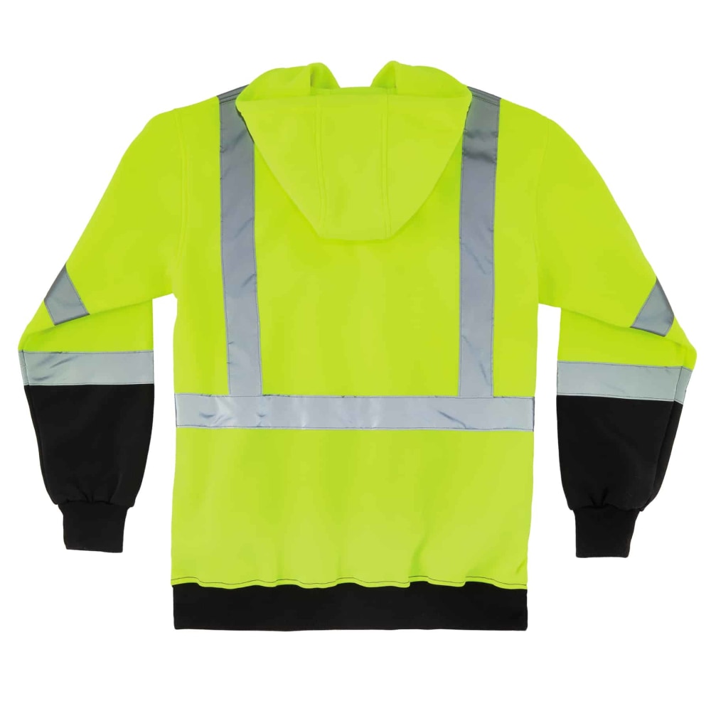 Ergodyne GloWear 8372 Class 3 Hi-Vis Zip-Up Hoodie, 4X, Black/Lime