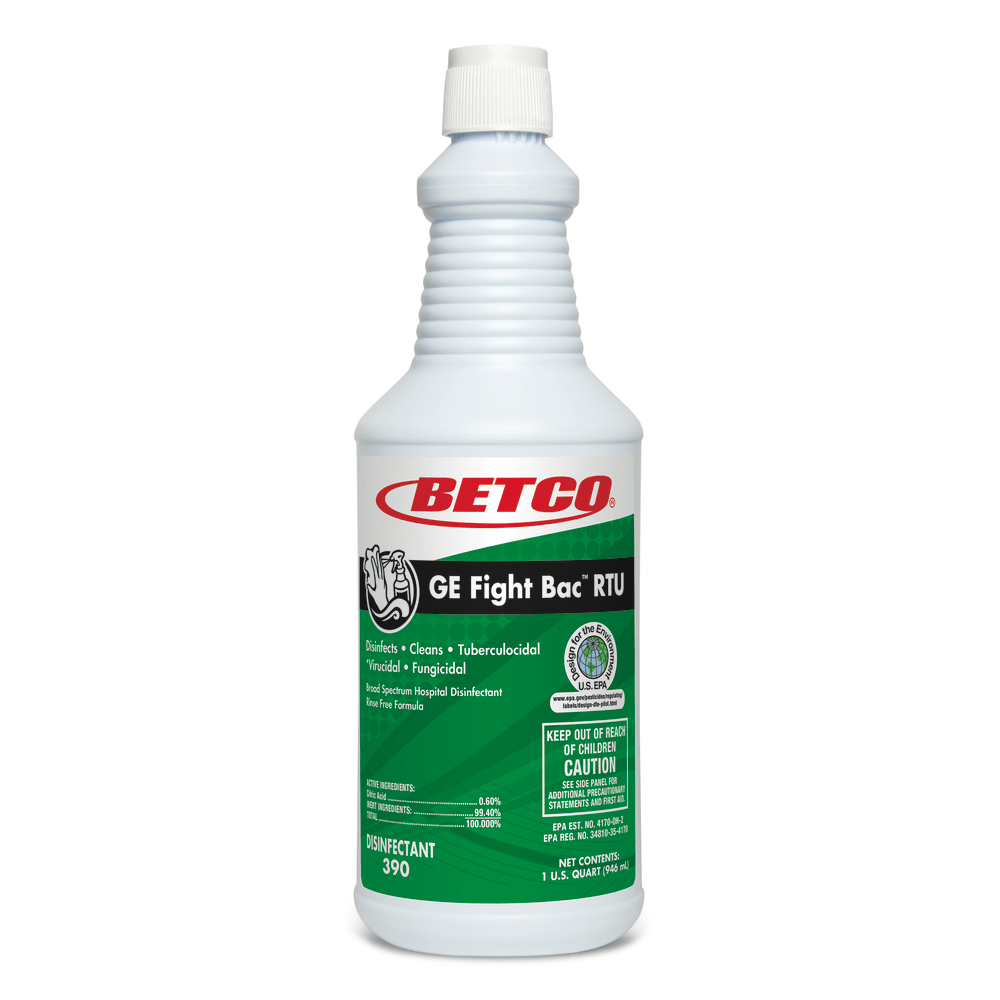 Betco GE Fight-Bac RTU Disinfectant, 32 Oz Bottle, Case Of 12