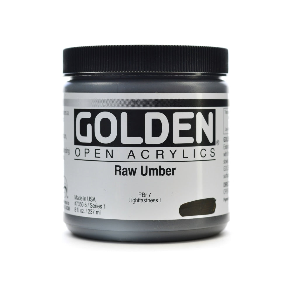 Golden OPEN Acrylic Paint, 8 Oz Jar, Raw Umber