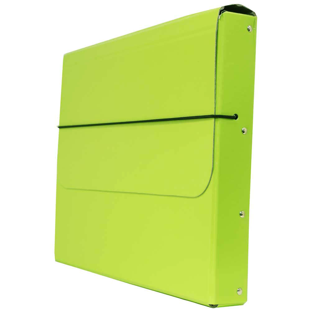 JAM Paper Portfolio Carrying Case With Elastic Band, Lime Green