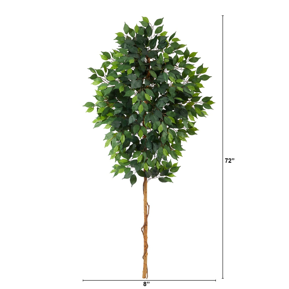 Nearly Natural Ficus 72inH Artificial Plant, 72inH x 8inW x 8inD, Green