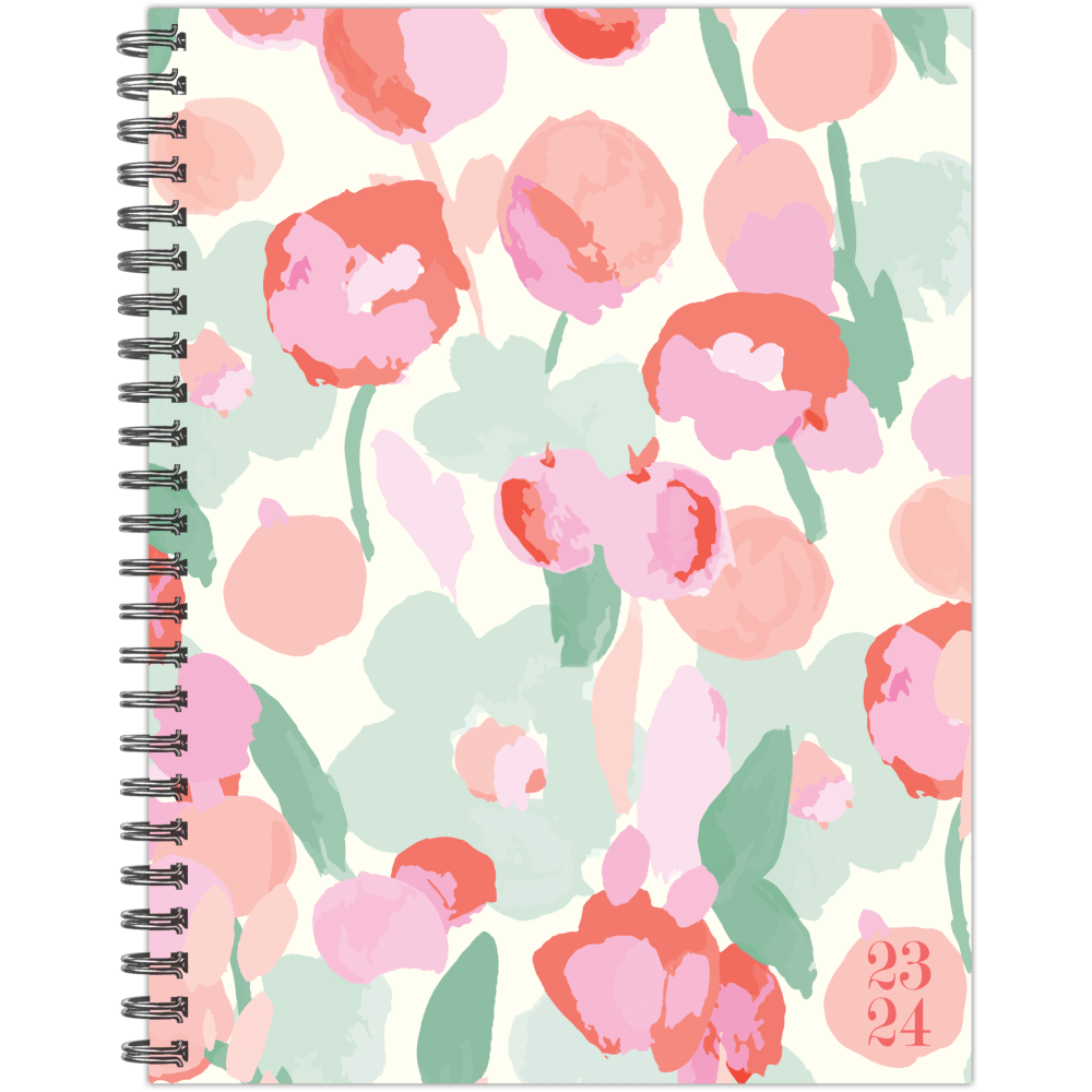 2023-2024 Willow Creek Press Softcover Weekly/Monthly Academic Planner, 9in x 6-1/2in, Painted Blossoms, July 2023 To June 2024