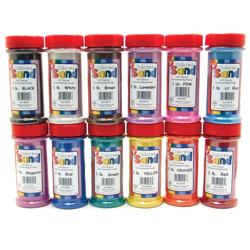 Hygloss Bucket O- Sand, 1 Lb, Assorted Colors, 1 Pound Each Of 12 Colors