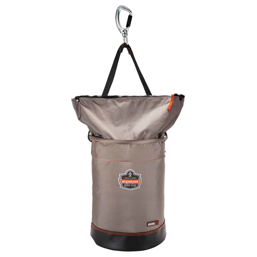 Ergodyne Arsenal 5974 Nylon Hoist Bucket With Carabiner, Large, 17inH x 12inW x 12inD, Gray