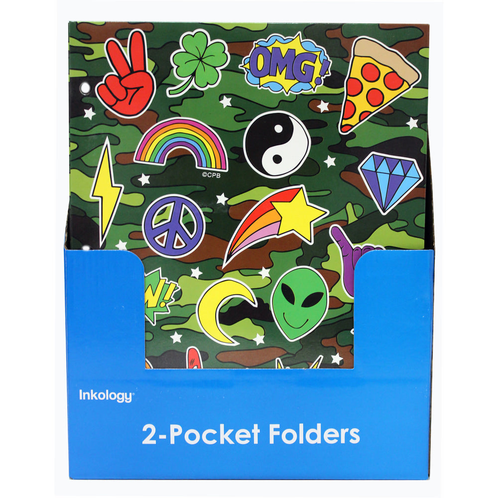 Inkology 2-Pocket Portfolios, Corey Paige, 9-1/2in x 11-3/4in, Assorted Designs, Pack Of 24 Folders