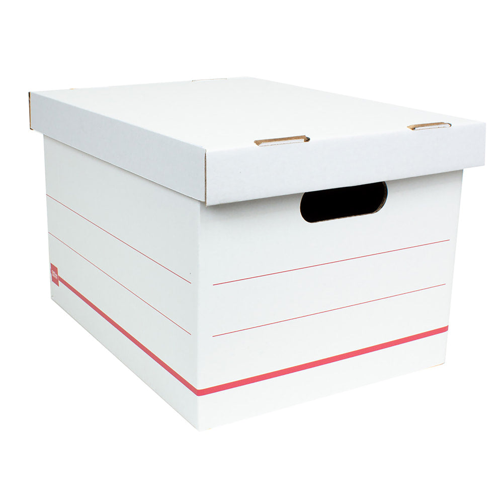 Office Depot Brand Standard-Duty Corrugated Storage Boxes, Letter/Legal Size, 15in x 12in x 10in,  60% Recycled, White/Red, Pack Of 15