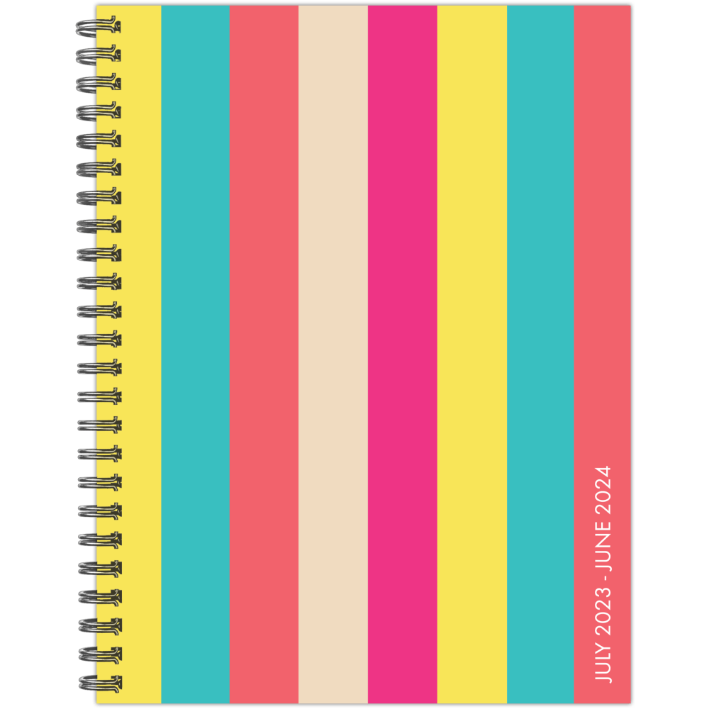 2023-2024 Willow Creek Press Softcover Weekly/Monthly Academic Planner, 9in x 6-1/2in, Cabana Stripe, July 2023 To June 2024