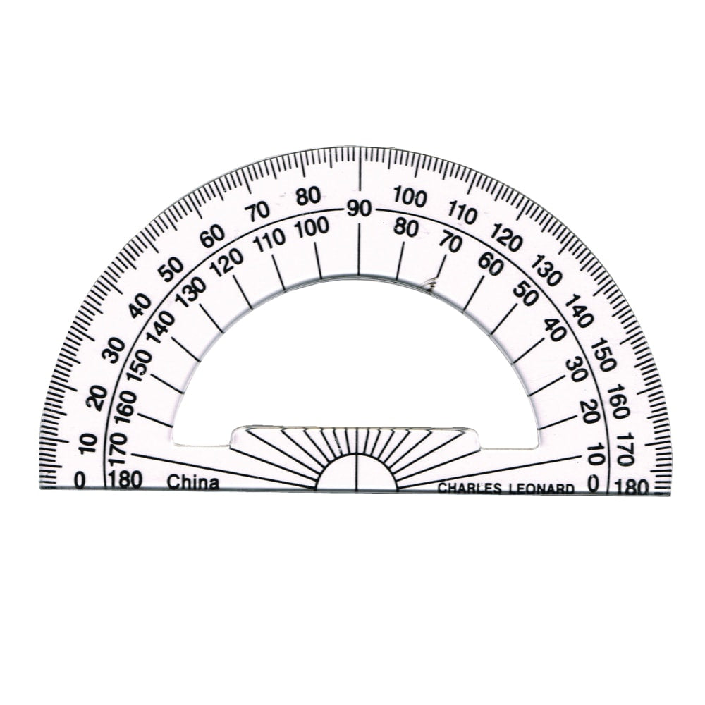 Charles Leonard Plastic Protractors, 4in, Clear, Pack Of 60 Protractors