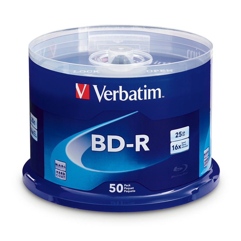 Verbatim BD-R 25GB 16X with Branded Surface - 50pk Spindle - 50pk Spindle