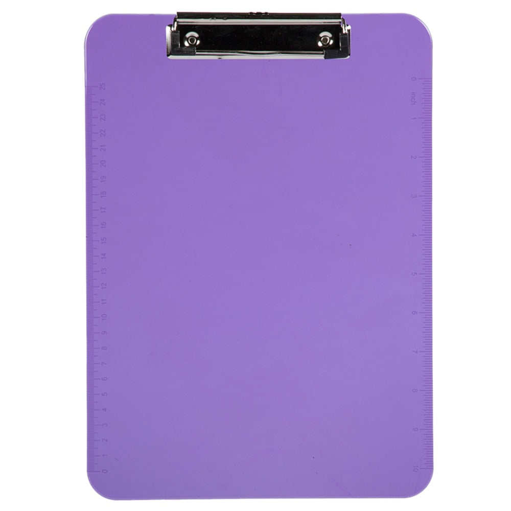 JAM Paper Plastic Clipboards with Metal Clip, 9in x 13in, Purple, Pack Of 12