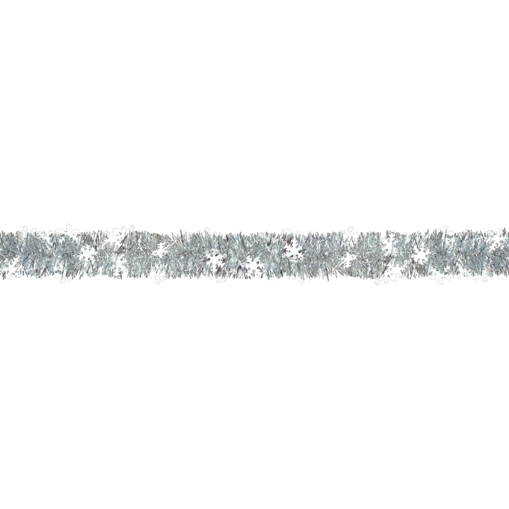 Amscan Christmas Tinsel Snowflake Boa Garlands, 9ft, Silver, Pack Of 2 Garlands