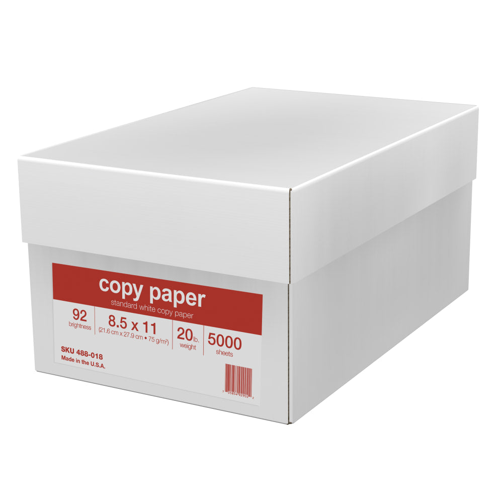 Office Depot Brand Copy Paper, Letter Size (8 1/2in x 11in), 20 Lb, White, 500 Sheets Per Ream, Case Of 10 Reams, Case Of 10 Reams