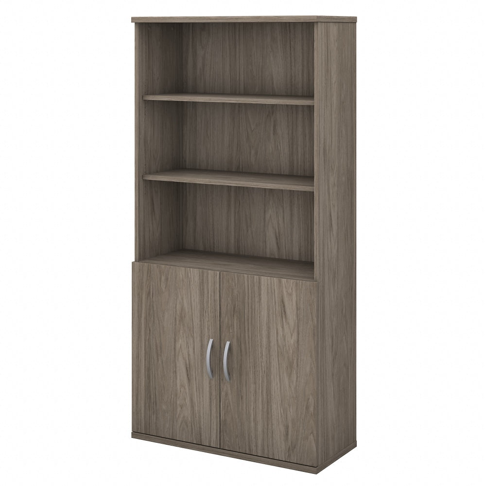 Bush Business Furniture Studio C 73inH 5-Shelf Bookcase With Doors, Modern Hickory, Standard Delivery