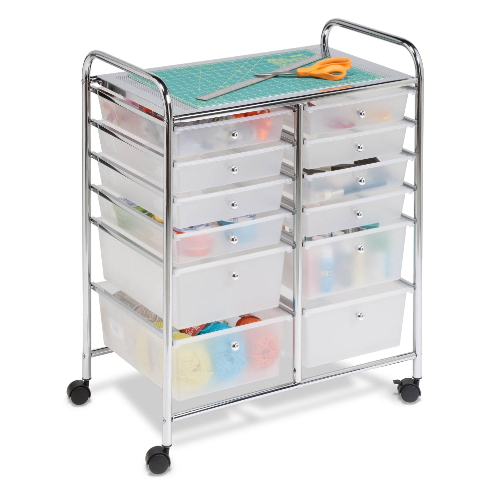 Honey-can-do CRT-01683 12-Drawer Studio Organizer Cart, Chrome - 12 Drawer - 56.22 lb Capacity - Plastic - 25.3in Length x 15.3in Width x 31.8in Height - Chrome Frame