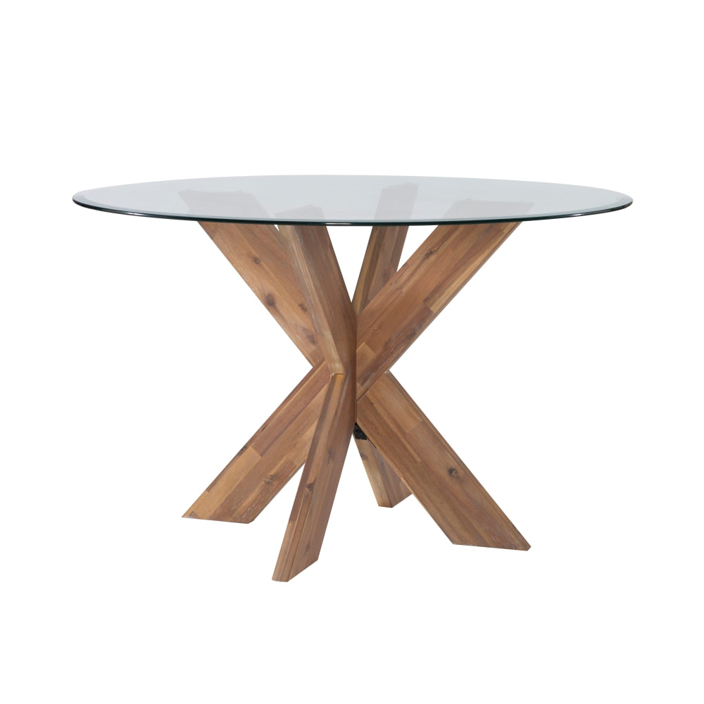 Powell Avaloni X Base Dining Table, 30inH x 48inW x 48inD, Natural/Clear