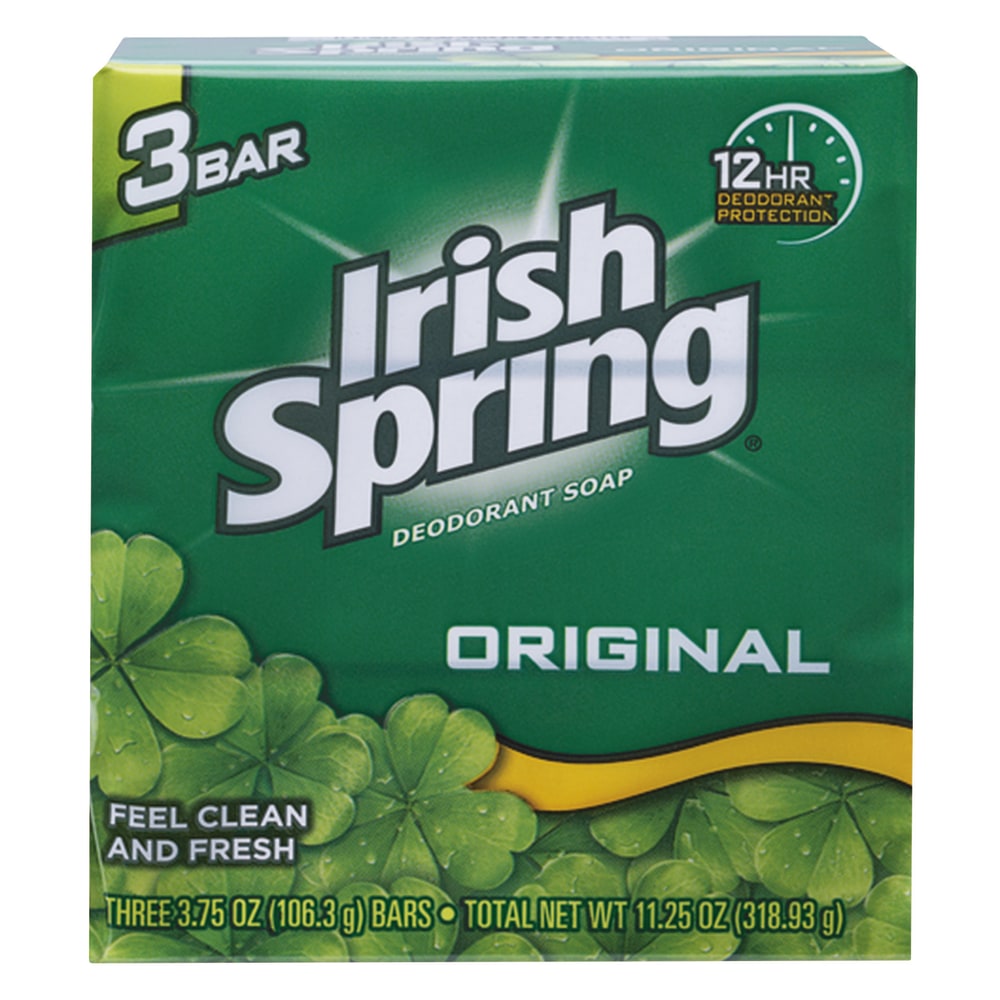 Irish Spring Solid Hand Soap, Clean Fresh Scent, 3.75 Oz, Case Of 18 Bars