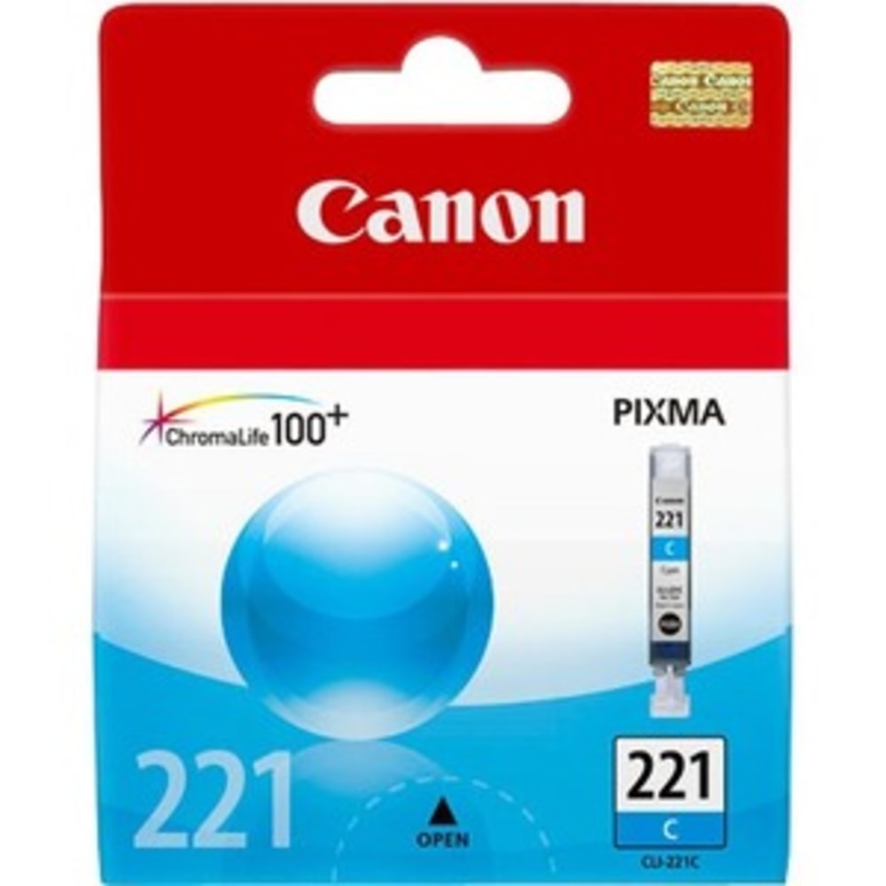 Canon CLI-221C ChromaLife 100+ Cyan Ink Tank, 2947B001