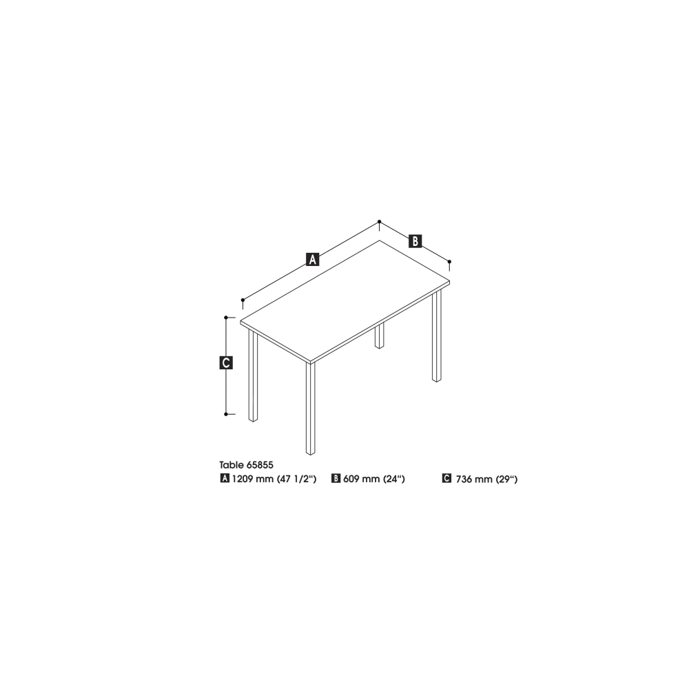 Bestar Universal 48inW Table Computer Desk With Square Metal Legs, Antigua