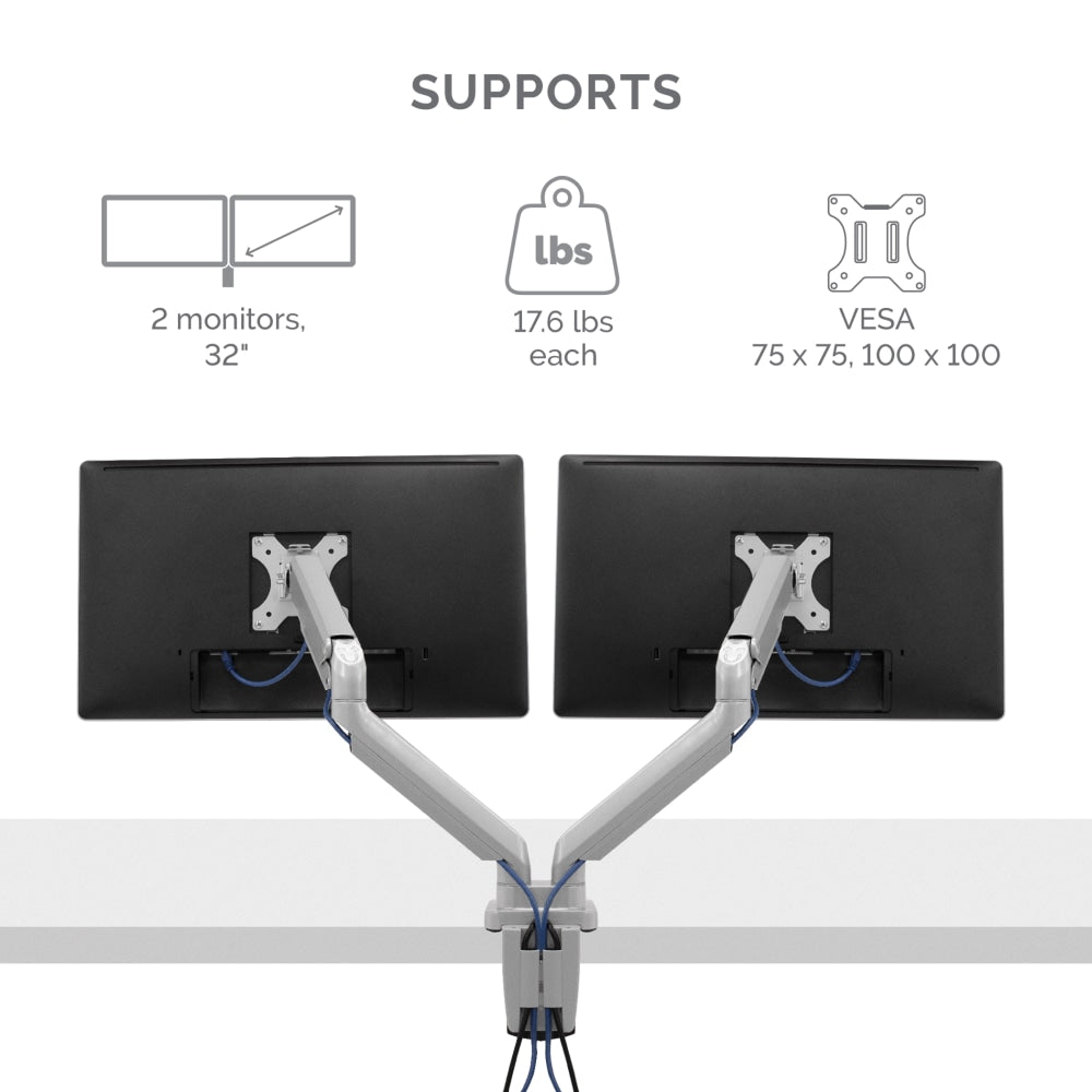 Fellowes Platinum Series Dual Flat-Panel Monitor Arms, Silver