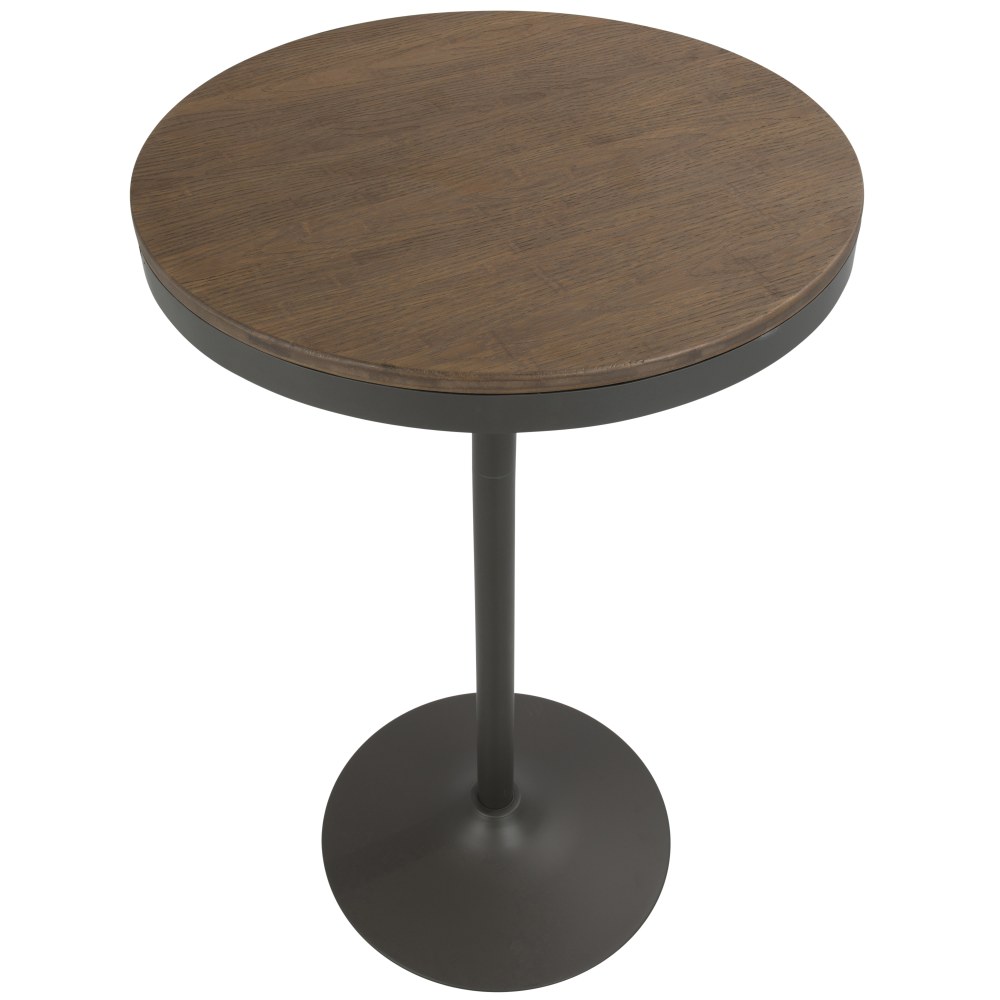 Lumisource Dakota Industrial Adjustable Bar/Dinette Table, Round, Gray/Brown