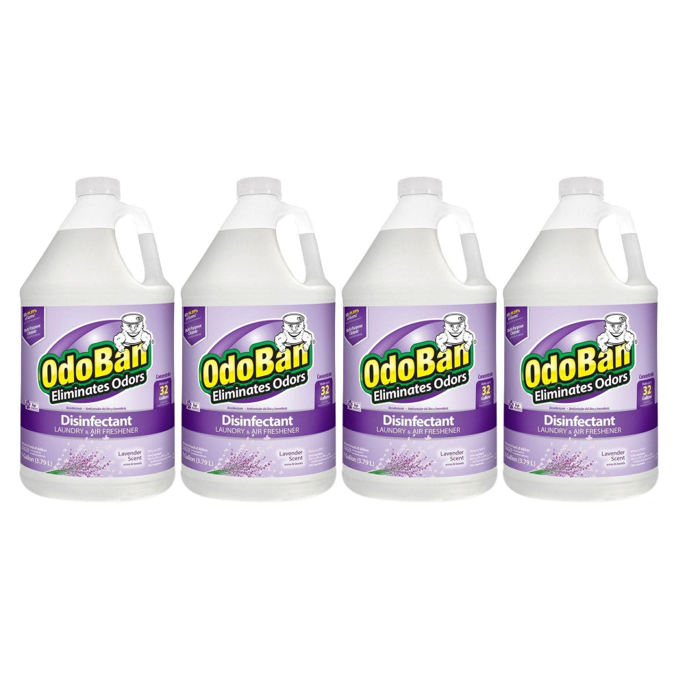 OdoBan Odor Eliminator Disinfectant Concentrate, Lavender Scent, 128 Oz Bottle, Case Of 4