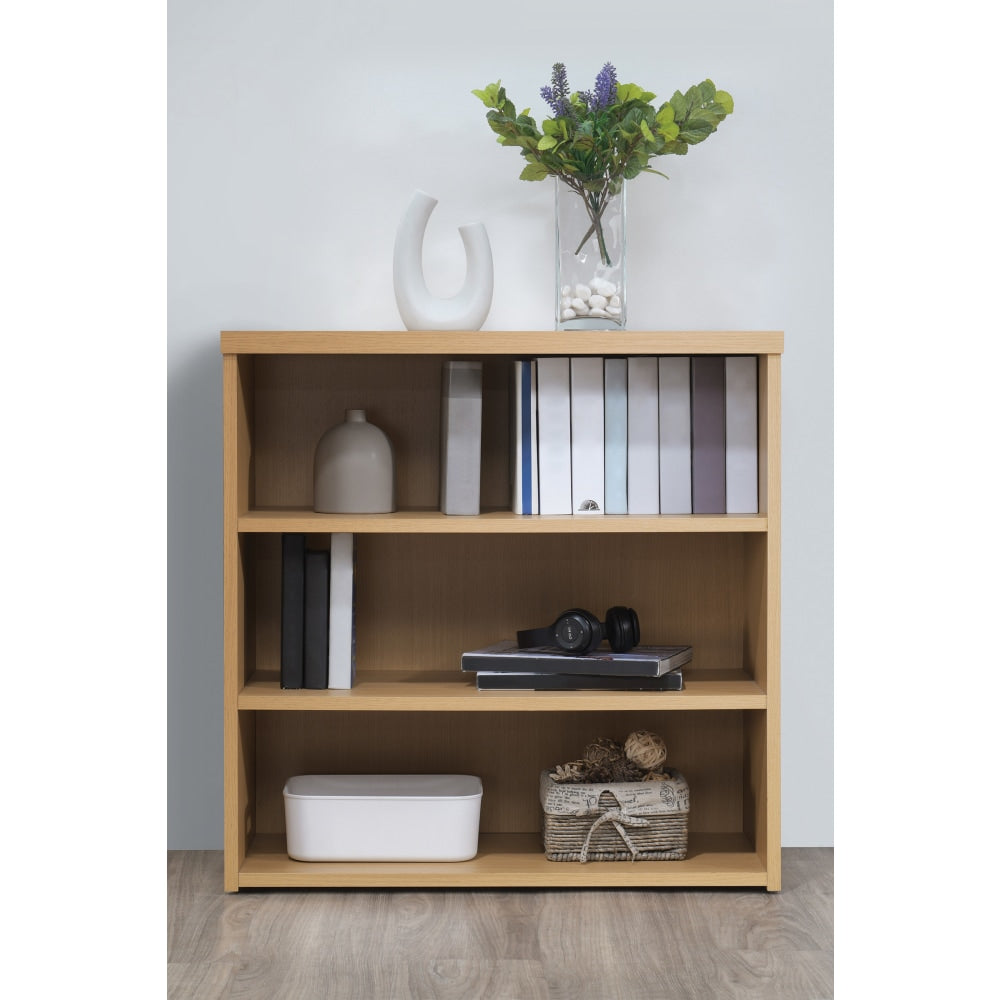 Office Star Denmark 31inH 3-Shelf Bookcase With Lockdowel Fastening System, Natural