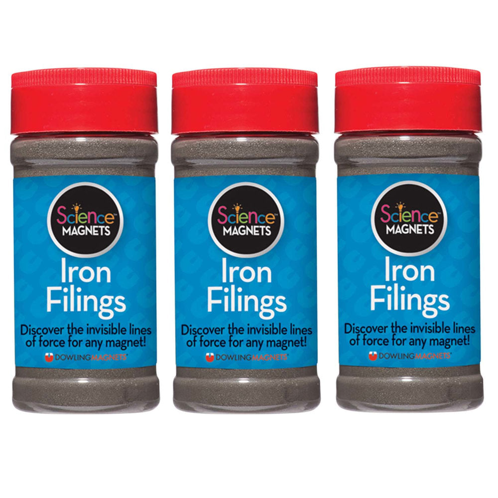 Dowling Magnets Iron Filings, 12 Oz, Gray, Grade 3 to 12, Set Of 3 Jars