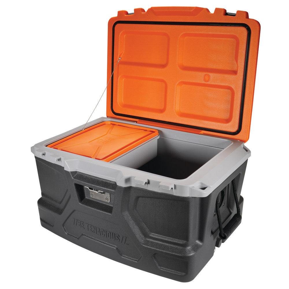 Ergodyne Chill-Its 5171 48-Qt Industrial Hard-Sided Cooler, 25-15/16inH x 13-5/8inW x 17-5/8inD, Orange/Gray