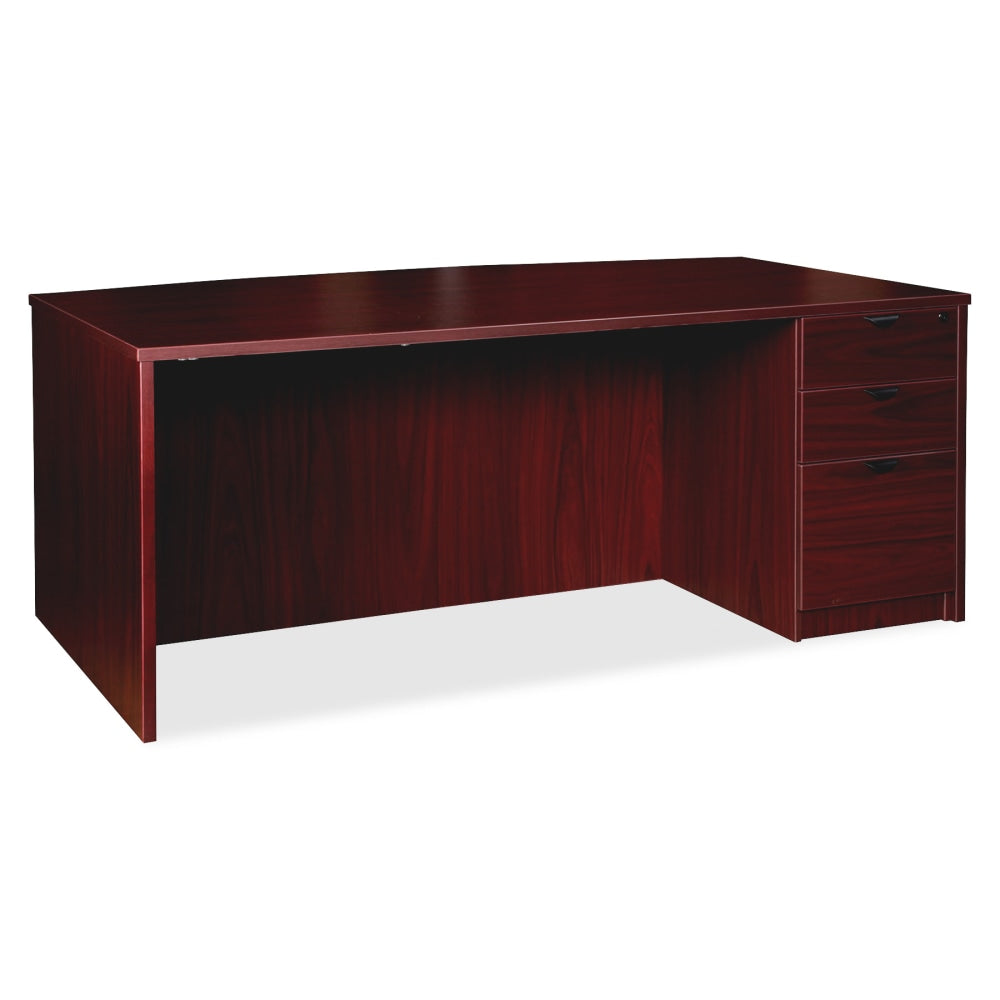 Lorell Prominence 2.0 72inW Bow-Front Right-Pedestal Computer Desk, Mahogany