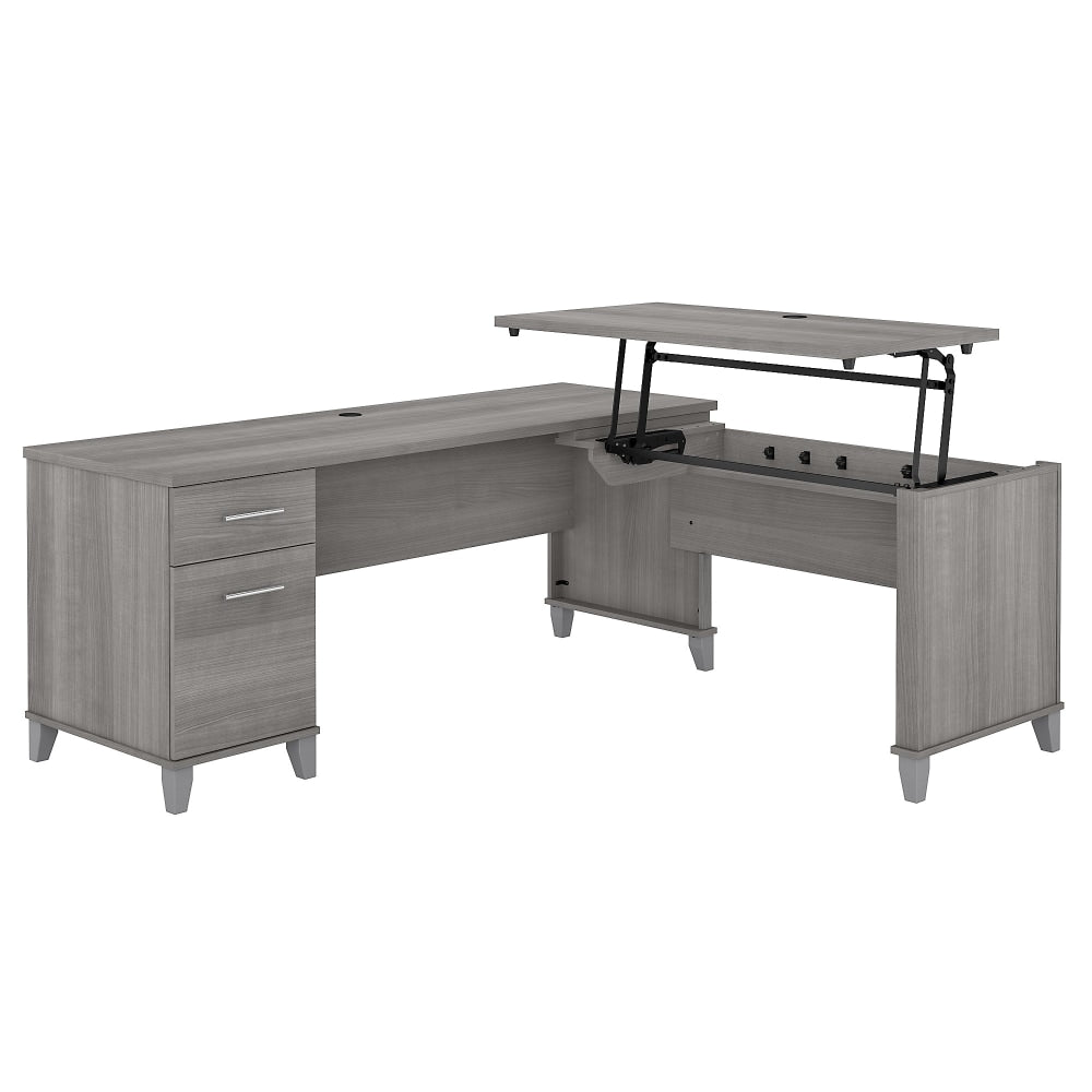 Bush Furniture Somerset 72inW 3-Position Sit-To-Stand L-Shaped Desk, Platinum Gray, Standard Delivery