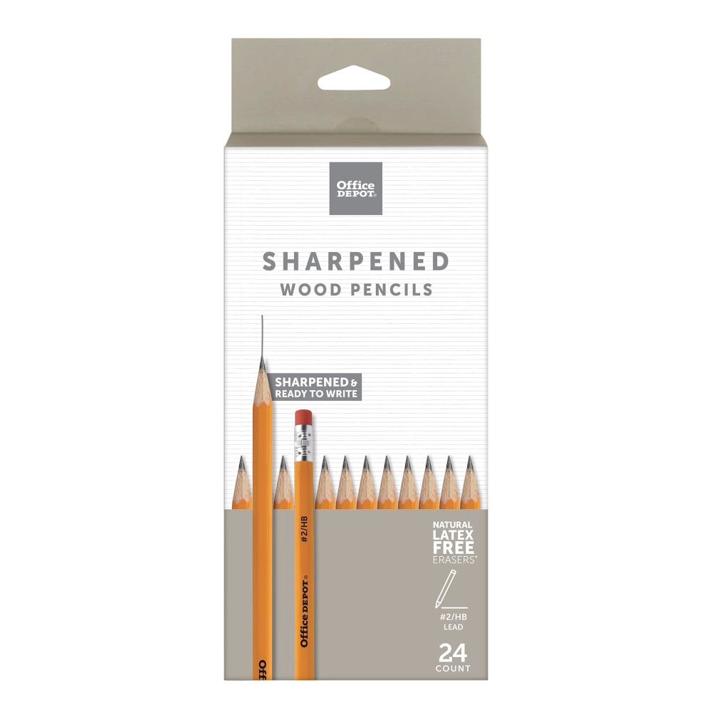 Office Depot Brand Presharpened Wood Pencils, #2 Medium Soft Lead, Yellow, Pack Of 24 Pencils